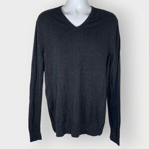 Uniqlo Mens Cotton Cashmere Sweater | XL | Gray V Neck